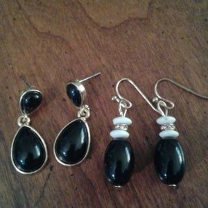 Vintage Two pr. Goldtone and black earrings